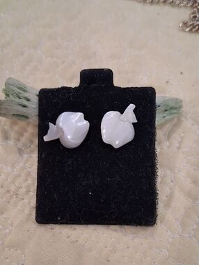 White Pierced Apple Earrings